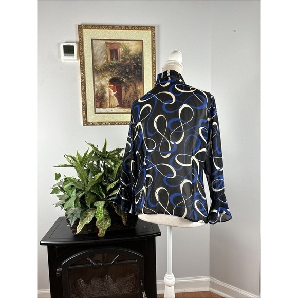 Chaps Women’s Long Bell Sleeve Top Size M See-through Pleated Multicolor - Picture 6 of 10